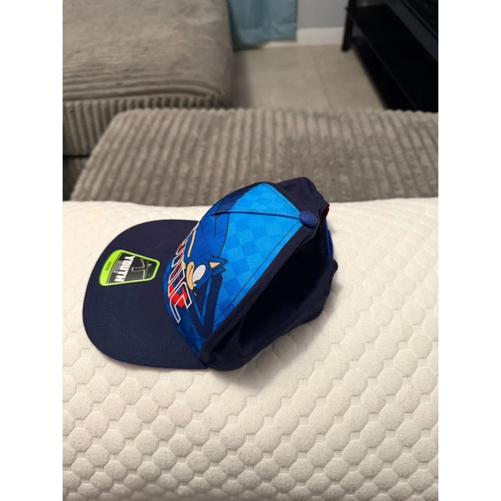 Sonic the Hedgehog Sega Youth Snapback Hat Navy Blue Flat Brim Baseball Cap OSFM